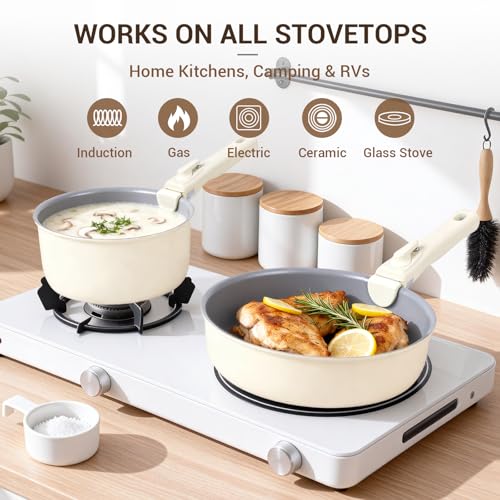 18 Piece Ceramic Pots and Pans Set Non Stick