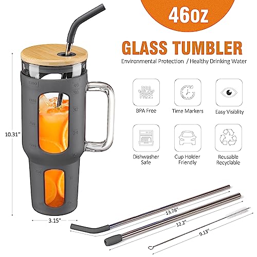 Glass Tumbler with Lid and Straw