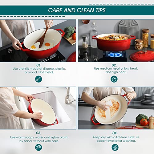 9.3 Qt Oval Enameled Cast Iron Dutch Oven with Lid