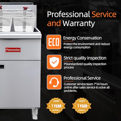 Commercial Gas Floor Fryer with 2 Baskets