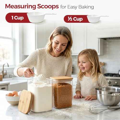 Glass Flour Containers with Lids 1 Gallon 2 Pack Pantry Organization (2 Count)
