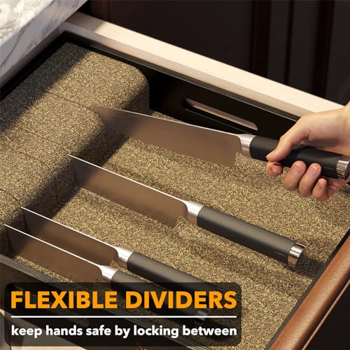 Large Knife Drawer Organizer Bamboo Insert Dock