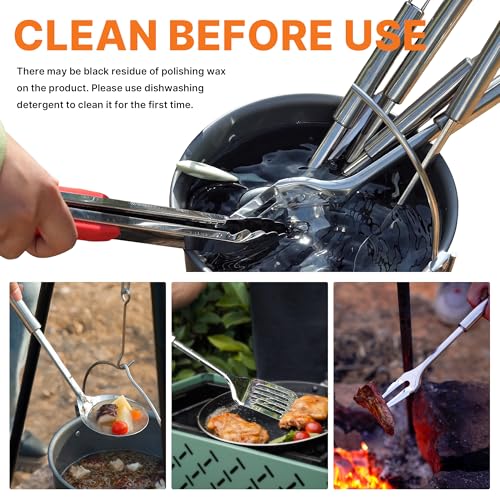 Camping Cooking Utensils Set 16 PCS Camp Kitchen Cookware Kit with Organizer Bag