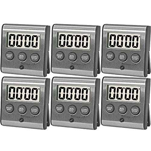 Elegant Digital Kitchen Timer Stainless Steel (6 Count)