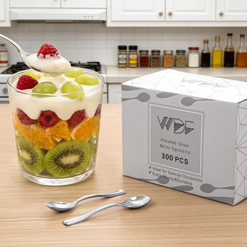 300 Pieces Plastic Silver Mini Spoons (300 Count)
