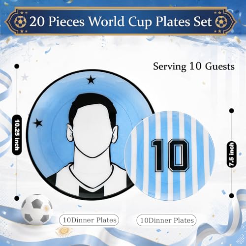 20Pcs Blue Plastic Soccer Plates (20 Count)