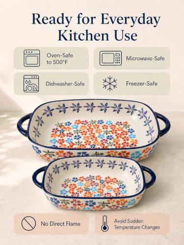 2 Piece Polish Pottery Style Ceramic Baking Dish Set (2 Count)