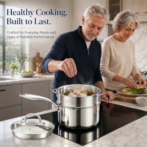 Tri Ply Stainless Steel Pot with Steamer