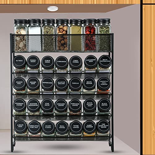 Spice Rack Organizer with 28 Spice Jars