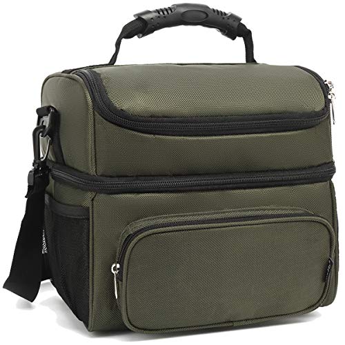 Double Layer Cooler Insulated Lunch Bag Adult Lunch Box Large Tote Bag for Men (2 Count)