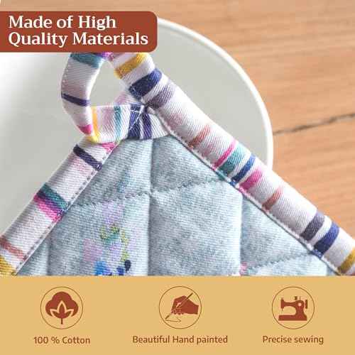 100% Cotton Oven Mitt & Pot Holder Set