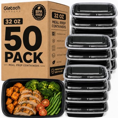 Glotoch Meal Prep Containers 32oz 50 Pack (50 Count)