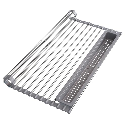 Roll Up Dish Drying Rack for Kitchen Sink with Utensil Holder