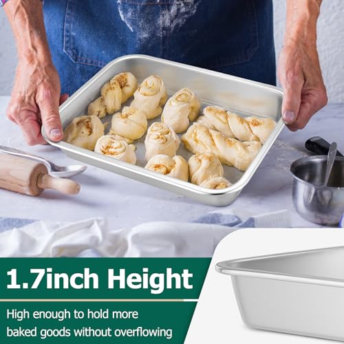 Lasagna Pan 10.6 x 8.3 x 1.7inch Stainless Steel Cake Brownie Pan