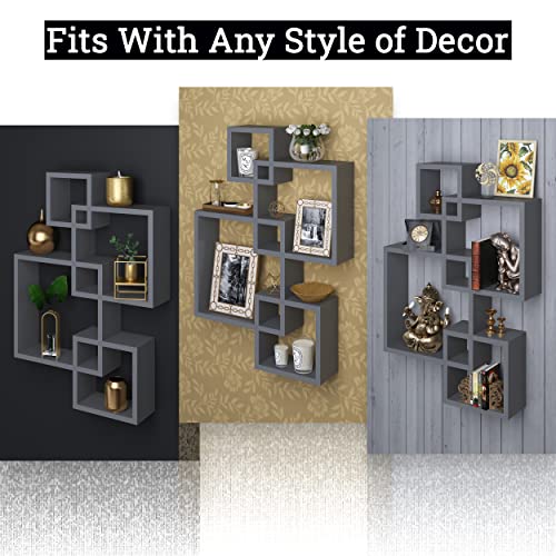 Gray Floating Cube Shelves (4 Count)