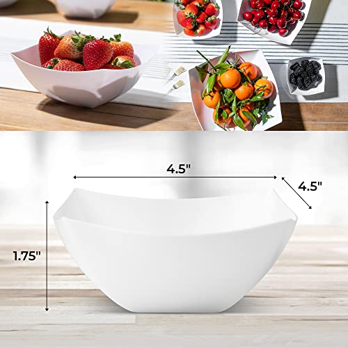 4 Pack Disposable White Plastic Serving Bowls 4 Square Party Candy Use 8oz (4 Count)