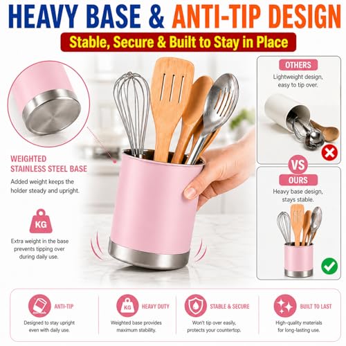Stainless Steel Utensil Crock with Anti