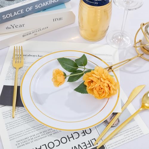 100PCS Gold Plastic Plates (100 Count)
