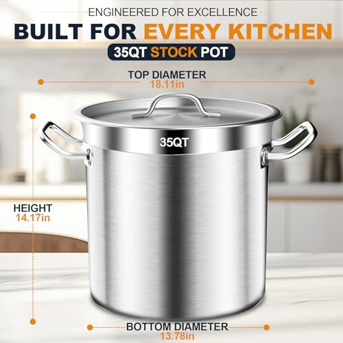 Commercial Grade Stainless Steel Stock Pot with Lid