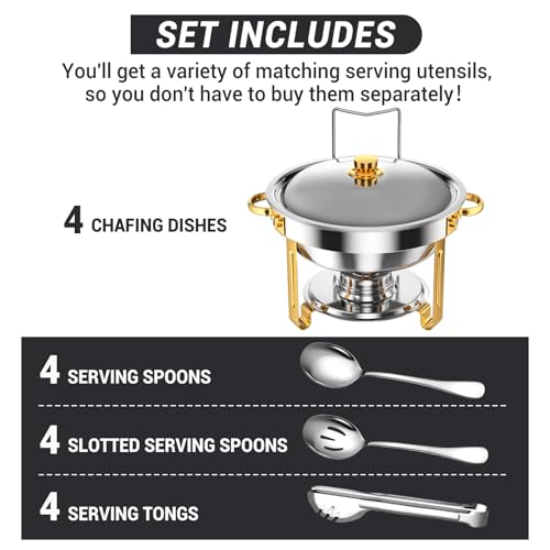 Round Chafing Dishes for Buffet 5 Qt (4 Count)