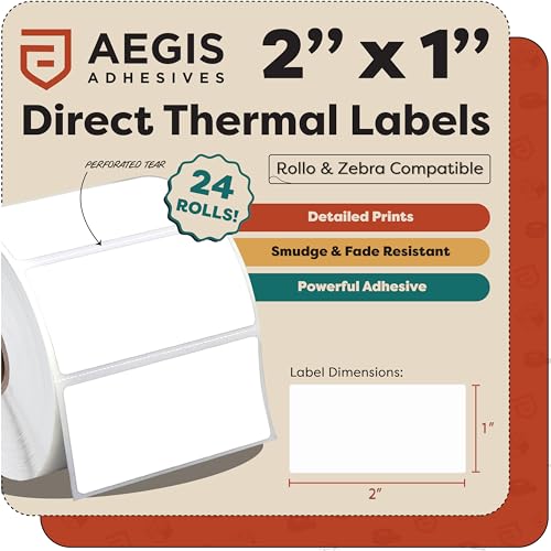 2" X 1” Direct Thermal Printer Labels (24 Count)