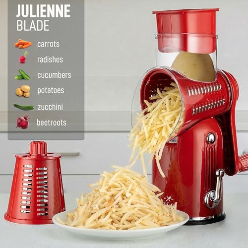 Rotary Cheese Grater Manual Hand Crank 5 Blade Shredder