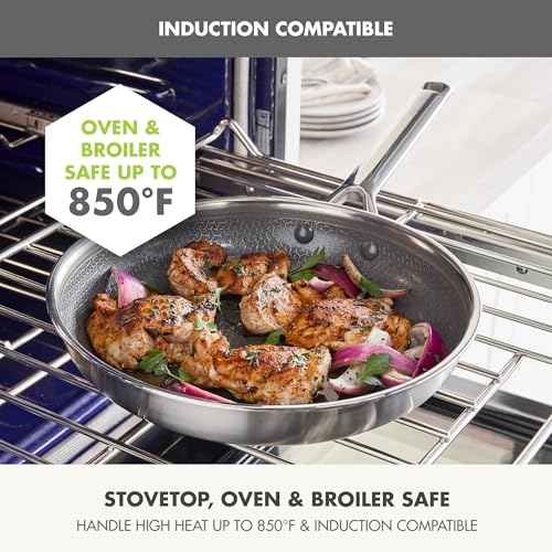 Hybrid APEX 12" Stainless Steel Frying Pan Skillet with Lid