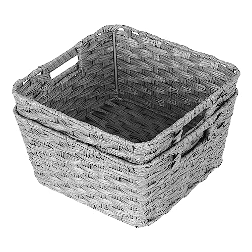 2 Pack Plastic Wicker Kitchen Storage Baskets (2 Count)