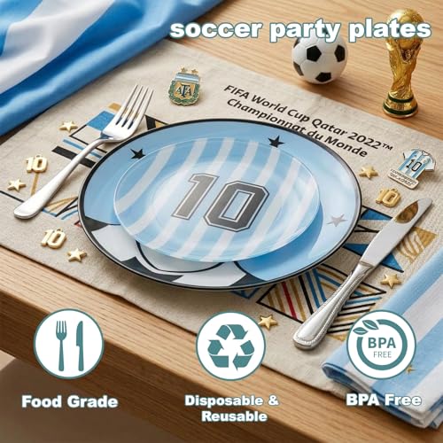 20Pcs Blue Plastic Soccer Plates (20 Count)