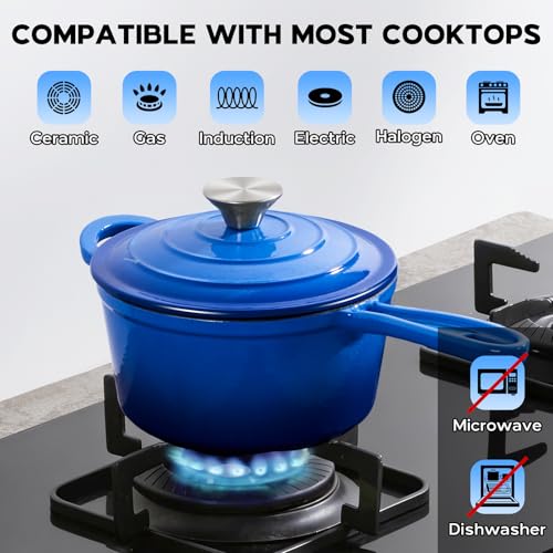2 Quart Enameled Cast Iron Saucepan