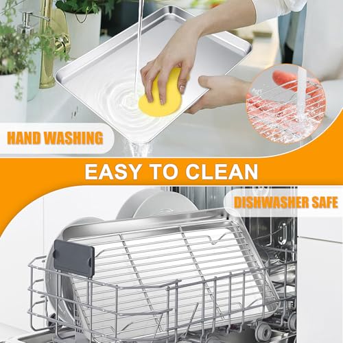 10x8 Inch Small Stainless Steel Baking Sheet with Cooling Rack Set (3 Count)