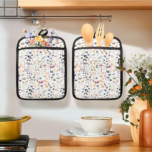 Vintage Floral Oven Mitts Set