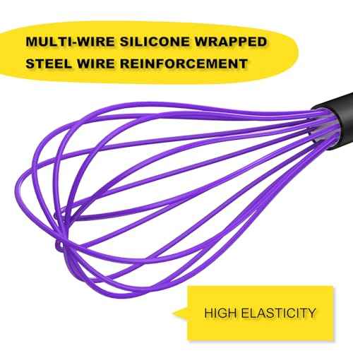 Silicone Whisk Set 8" 10" 12" Kitchen Whisk Multicolor (3 Count)