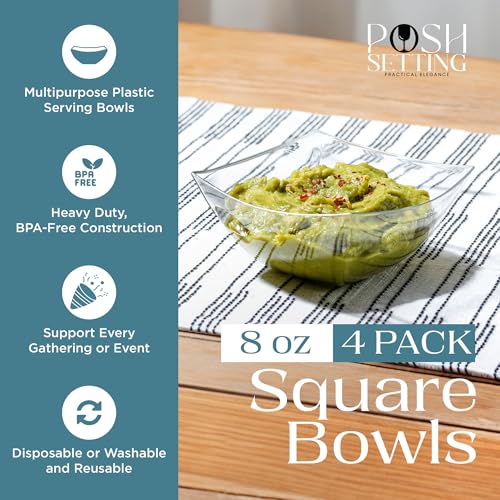 4 Pack Disposable Clear Plastic Party Bowls (4 Count)
