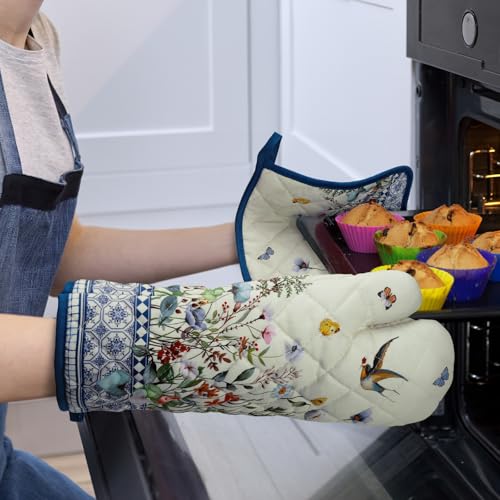 Country Wildflower Oven Mitts and Pot Holders Set (4 Count)