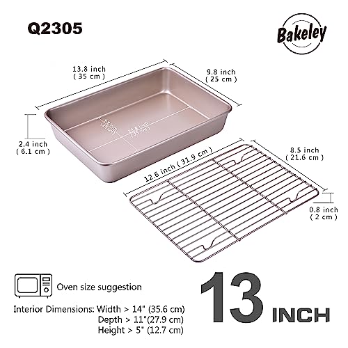 13 Inch Baking Pan With Rack Carbon Steel Nonstick Tray for Oven Roasting