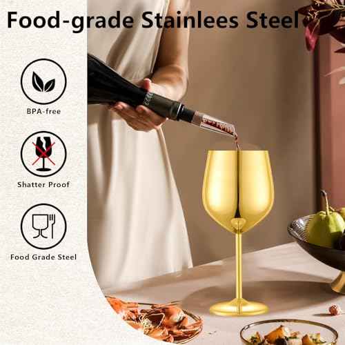 Stainless Steel Wine Glasses Set of 6 with 1 Corkscrew (6 Count)