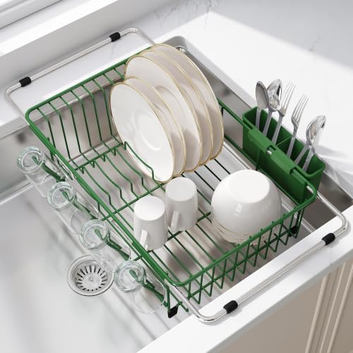 Green Dish Drying Rack in Sink