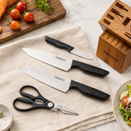 15 Piece Kitchen Knife Set with Block & Built