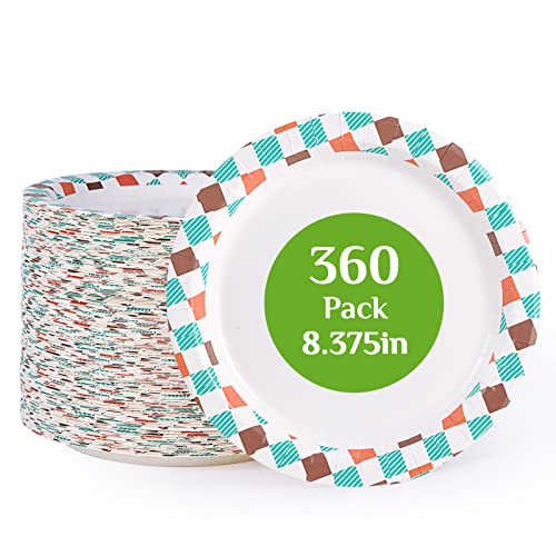 360 pack Paper Plates 8.375 Inch (360 Count)