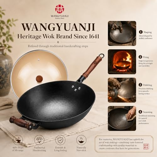 12.6 Inch Round Bottom Cast Iron Wok with Glass Lid