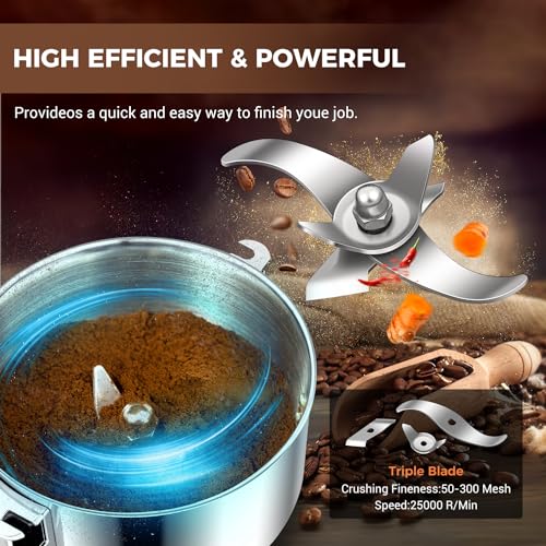 Grain Mill 300g Commercial Spice Grinder Electric 1200W Stainless Steel Pulverizer Dry Grinders for Grinding Wheat