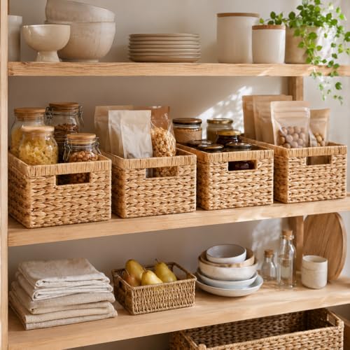 Wicker Storage Baskets for Shelves (4 Count)
