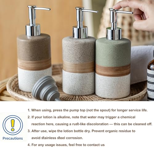 Ceramic Kitchen Dish Soap Dispenser Set with Stainless Steel Pump