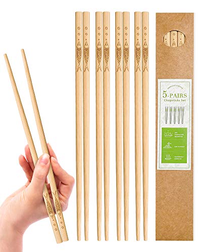 5 pairs of bamboo chopsticks can be reused (5 Count)