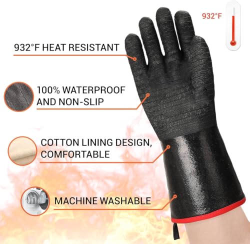 2 Pairs Heat Resistant BBQ Glove for Oven & Fryer Smoker (2 Count)