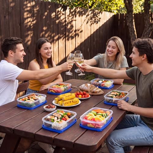 18 Pcs 33 oz Plastic Food Storage Containers with Lids (18 Count)