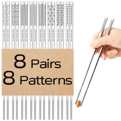 8 Pairs Metal Chopsticks Reusable 18 (8 Count)