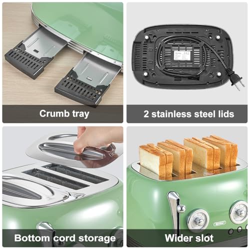 4‑Slice Retro Green Toaster Model TR03