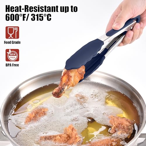 Kitchen Tongs with Silicone Tips for Cooking Serving